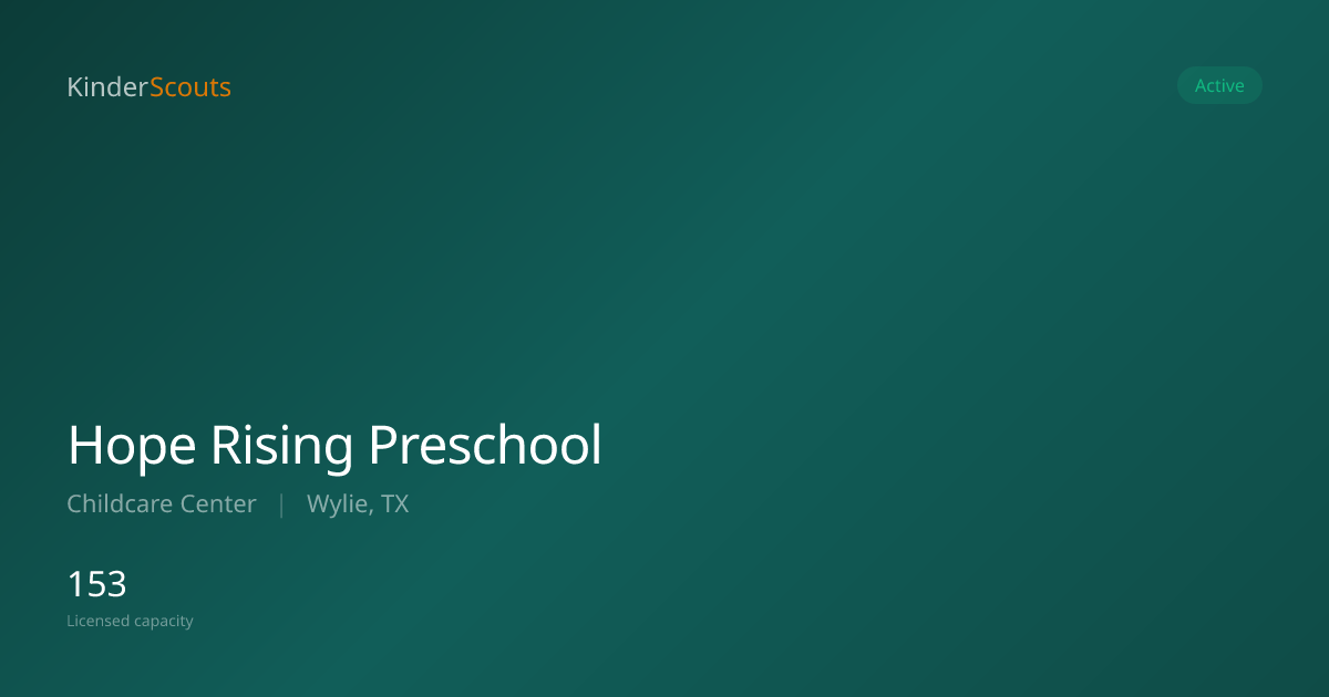 Hope Rising Preschool - Wylie, TX | KinderScouts